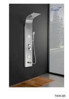 Панель TWIN BR душевая из нержавеющей стали с форсунками Ceruttispa CT9988, цвет матовая нержавеющая сталь — фото 1, Душевые панели