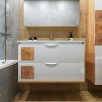 Комплект мебели для ванной Бриклаер , дуб золотой/белый арт-Форест 100B — фото 5, Комплекты мебели для ванной