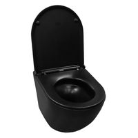 Унитаз подвесной Azario Grado 370х490х360 безободковый, слив "Скрытое Торнадо", с быстросъемным сидением микролифт, черный матовый арт-AZ-0046-UQ3-MB — фото 2, Подвесные унитазы