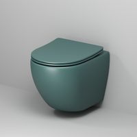 Унитаз Color (485х360х375) ЗЕЛЕНЫЙ матовый подвеснойбезободковый с тонкой крышкой арт-GR-4455OLMS — фото 1, Подвесные унитазы