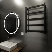 Полотенцесушитель электрический ВИД 81-10 ПРОФИЛЬНЫЙ 610х400, скр.монтаж, СНШ, черный матовый(RAL 9005), (Ferrum, равномерные перкаладины), Маргроид 8110p-6040-1081-9005R — фото 1, Электрические полотенцесушители