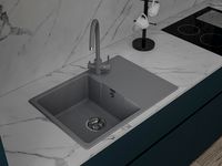 GRANFEST Мойка URBAN 668L 1-чаша+крыло 680*490мм темно-серый арт.GF-UR- арт-668L темно-серый — фото 2, Кухонные мойки