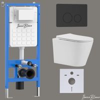 Комплект 3в1 IBERICA BLANCA инсталляция SILENCIO, унитаз BURGOS ALTO белый, кнопка смыва INOX-O черный матовый арт-IB001.BRA.234.812 — фото 1, Комплекты унитаз + инсталляция