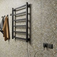 Полотенцесушитель электрический ВИД 81-10 ПРОФИЛЬНЫЙ 810х500, скр.монтаж, СНШ, черный матовый(RAL 9005), (Ferrum, равномерные перкаладины), Маргроид арт-8110p-8050-1081-9005R — фото 3, Электрические полотенцесушители