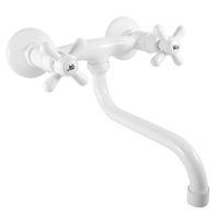 MK101.5/21B MORAVA RETRO - смеситель кухонный настенный, БЕЛЫЙ ГЛЯНЦЕВЫЙ — фото 1, Смесители для кухни