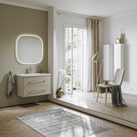 Подвесная тумба в цвете морская дюна с двумя ящиками с умывальником из литьевого мрамора арт-NER0108MD — фото 3, Тумбы с раковиной