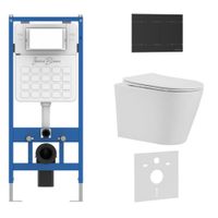 Комплект 3в1 IBERICA BLANCA инсталляция SILENCIO, унитаз BURGOS ALTO белый, кнопка смыва INOX-R черный матовый (IB001.BRA.234.1504) — фото 1, Комплекты унитаз + инсталляция