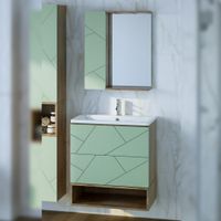 Комплект мебели для ванной Бриклаер КРИСТАЛЛ 70ZF, фисташковый/дуб гранж песочный — фото 1, Комплекты мебели для ванной