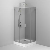 Gem душевое огражд квадратн.,раздвиж.двери 90x90 хром мат.,стекло прозрачн арт-W90G-403-9090MT — фото 3, Квадратные душевые уголки