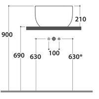 Раковина GLOBO T-EDGE на столешницу без отверстий цвет белый арт-TE038BI — фото 3, Раковины накладные