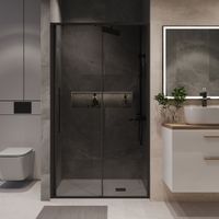 Дверь в нишу Niagara Nova NG-85-14TB (140х195) черный матовый,стекло тонированное,дверь раздвижная,1 место — фото 4, Раздвижные душевые двери