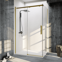 Душевой угол Veconi Rovigo RV-070G, 1200х900х1950, брашированное золото, стекло прозрачное RV070G-12090-01-C4 — фото 1, Прямоугольные душевые уголки
