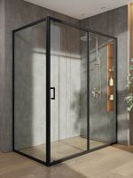 Товар: Orange душевой уголок без поддона с раздвижной дверкой, матовый черный арт-E23-16090TB - фото 3 Orange душевой уголок без поддона с раздвижной дверкой, матовый черный арт-E23-16090TB — фото 3, Прямоугольные душевые уголки