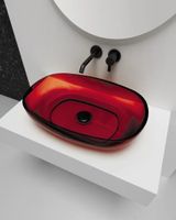 Раковина накладная прозрачная ABBER Kristall красная арт-AT2805Rubin — фото 2, Раковины накладные