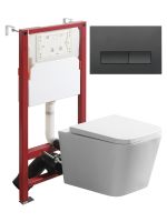 Agger Унитаз подвесной безободковый TORNADO белый с инсталляцией, микролифт, кнопка смыва черная арт-ATI11150+APB244 — фото 9, Комплекты унитаз + инсталляция