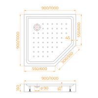 Товар: Душевой поддон трапеция RGW LUX/TN-TR (Литой экран) 90x90, арт-16180599-41 - фото 9 Душевой поддон трапеция RGW LUX/TN-TR (Литой экран) 90x90, арт-16180599-41 — фото 9, Акриловые душевые поддоны