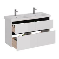 Тумба Lemark COMBI 125 см под 2 раковины, подвесная/напольная,4 ящика, цвет планки: Чёрный, цвет кор арт-LM03C125T-black — фото 1, Тумбы под раковину