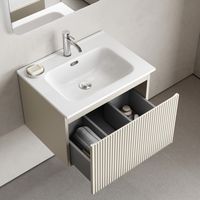 Тумба подвесная SANCOS Snob R 1.0 590х445х406, c одним ящиком оснащенным доводчиками, Beige Soft , арт. арт-SNR1.060CE — фото 4, Тумбы под раковину