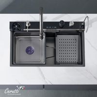 Многофункциональная мойка GLORIA Pro nano black (серая) из нержавеющей стали, кухонная (750х460х230) Ceruttispa CT10578 — фото 2, Кухонные мойки