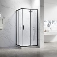 Душевой угол Veconi Rovigo RV-27B, 1000х900х1900, черный, стекло прозрачное RV27B-10090-01-C8 — фото 1, Прямоугольные душевые уголки