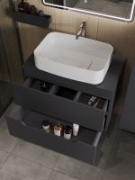 Orange Line тумба с раковиной подвесная 80 см, графит/белый арт-Li-80TugMDF+B07-600W — фото 4, Тумбы с раковиной