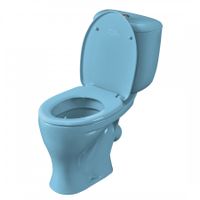 Унитаз-компакт "Воротынский" косой выпуск, ниж. под., с кнопочной арматурой и сиденьем, голубой С 1P4017S0600BF — фото 1, Напольные унитазы