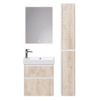 Пенал SLIM, 30 см, подвесной/напольный, универсальный, 2 дверцы, 4 стеклянные полки, белый глянец / дуб кантри, Dreja арт-99.0504 — фото 6, Пеналы для ванной комнаты