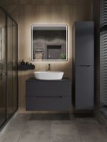 Orange Line Li-80TugMDF+B08-500W тумба с раковиной подвесная 80 см, графит/белый Li-80TugMDF+B08-500W — фото 5, Тумбы с раковиной