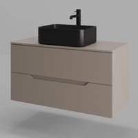 Orange Line Li-100TuLMDF+B02-460MB тумба с раковиной подвесная 100 см, латте/черный Li-100TuLMDF+B02-460MB — фото 1, Тумбы с раковиной