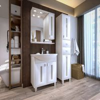 Комплект мебели для ванной Бриклаер БАЛИ 60R, светлая лиственница/белый — фото 6, Комплекты мебели для ванной