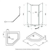 Товар: ДО "Дека-Графит", 90х90, пятиуг., низ. подд. (3 места+сифонD90мм) арт-Щ0000073925 - фото 2 ДО "Дека-Графит", 90х90, пятиуг., низ. подд. (3 места+сифонD90мм) арт-Щ0000073925 — фото 2, Душевые уголки трапеция