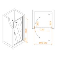 Товар: Душевая дверь RGW LE-102 90x195, профиль хром, стекло прозрачное, арт-711210209-11 - фото 5 Душевая дверь RGW LE-102 90x195, профиль хром, стекло прозрачное, арт-711210209-11 — фото 5, Распашные душевые двери