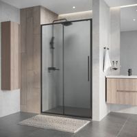 Дверь в нишу Niagara Nova NG-34-L11CHGR (110х195) графит,раздвижная влево,стекло шиншилла,1 место — фото 3, Раздвижные душевые двери