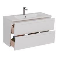 Тумба Lemark MIANO, 100 см под 1 раковину, подвесная, 2 ящика, цвет корпуса, фасада: Белый глянец арт-LM06M100T — фото 1, Тумбы под раковину