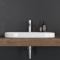 Раковина Scarabeo MOON полувстраиваемая без перелива с одним отверстием цвет белый арт-5512 — фото 3, Раковины накладные