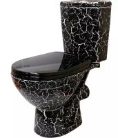 СОЛО Унитаз-компакт горизонт. выпуск, 2-х уровн. арм., сид. полипр., черный кракелюр ROSA Вн Унчк30 — фото 1, Напольные унитазы