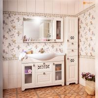 Зеркало со шкафчиком и балюстрадой Бриклаер КАНТРИ 115SB, бежевый дуб прованс — фото 5, Шкафы для ванной