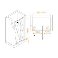 Душевая дверь RGW PA-02 NEW 90x185, профиль хром, стекло прозрачное/6 мм, арт-41080209-11 — фото 7, Распашные душевые двери