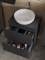 Orange Line Li-60TugMDF+B07-420W тумба с раковиной подвесная 60 см, графит/белый Li-60TugMDF+B07-420W — фото 3, Тумбы с раковиной