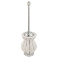 OLIVIA Ершик напольный, керамика белая с декором платина, хром 17548 — фото 1, Ершики для унитаза