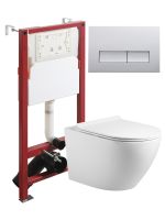 Agger Унитаз подвесной безободковый TORNADO белый с инсталляцией, микролифт, кнопка смыва хром арт-ATI09150L+APB200 — фото 11, Комплекты унитаз + инсталляция