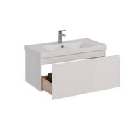 Тумба Lemark VEON MINI 90 см под 1 раковину, подвесная, с 1 ящик, цвет корпуса, фасада: Белый глянец арт-LM02VM90T — фото 1, Тумбы под раковину