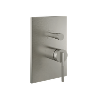 Смеситель для душа, Gessi, Ingranaggio, тип открывания воды-однорычажный, тип регулирования воды-керамический картридж, монтаж-настенный встраиваемый, отверстия для монтажа-1, внутренняя часть-необходимо заказать, на 2 выхода с переключателем ванна-душ, цвет-Finox Brushed Nickel арт-63577.149 — фото 2, Смеситель для душа