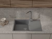 GRANFEST Мойка URBAN 678L 1-чаша+крыло 780*490мм темно-серый арт.GF-UR- арт-678L темно-серый — фото 2, Кухонные мойки