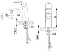 Смеситель для раковины AZARIO SINTRA керамический картридж, хром арт-AZ-WKF168042C — фото 2, Смесители для раковины