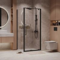 Душевое ограждение Niagara Nova (80х80х195) квадрат,черный матовый,дверь распашная,стекло прозрачное,2 места арт-NG-85-8AB-A80B-34 — фото 2, Квадратные душевые уголки