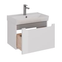 Тумба Lemark BUNO MINI, 60 см под 1 раковину, подвесная, 1 ящик, цвет планки: Серый, цвет корпуса, ф арт-LM05BM60T — фото 1, Тумбы под раковину