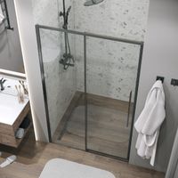 Дверь в нишу Grossman Galaxy (120х195) графит сатин,стекло прозрачное,раздвижная, 1 место арт-100.K33.01.120.42.00 — фото 4, Раздвижные душевые двери