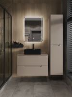 Orange Line тумба с раковиной подвесная 80 см, латте/черный арт-Li-80TuLMDF+B01-475MB — фото 5, Тумбы с раковиной