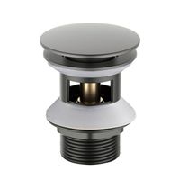 AQ6002BGM сливной набор для раковины Push-open с переливом, крышка круглая, оружейная сталь — фото 1, Смесители для раковины